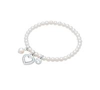 Lulu & Jane Damen Armband Metall-Legierung Crystal weiß rund Muschelkernperle 4,0/6,0 mm weiß Herz Perlenarmband
