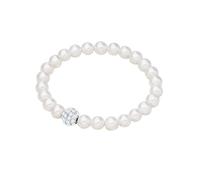 Lulu & Jane Damen Armband Metall-Legierung Crystal weiß rund Muschelkernperle 6 mm weiß Perlenarmband