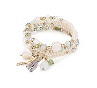 Lulu Jane Damen Armband Metall-Legierung gelbgold Crystal rosa weiß grün creme potato Süßwasser-Zuchtperle 8,0-10,0 mm weiß Modeschmuckarmband