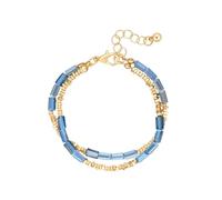 Lulu & Jane Damen Armband Metall-Legierung gelbgold | Gelbgold-Optik, Modeschmuckarmband, Glas, blau, facettiert, Karabinerverschluss