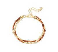 Lulu & Jane Damen Armband Metall-Legierung gelbgold | Gelbgold-Optik, Modeschmuckarmband, Glas, braun, facettiert, Karabinerverschluss