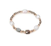 Lulu & Jane Damen Armband Metall-Legierung rosévergoldet mit Süßwasser-Zuchtperle 10,0-14,5 mm und Zirkonia