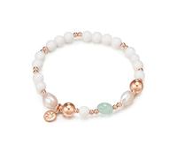 Lulu & Jane Damen Armband Metall-Legierung rosévergoldet mit Süßwasser-Zuchtperlen 9,5-10,5 mm und Aquamarin grün