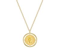 Lulu & Jane Damen Kette aus Messing gelbvergoldet 14 Karat Münze Modeschmuckhalskette
