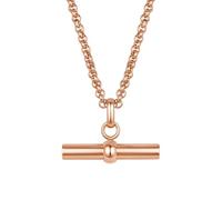 Lulu & Jane Damen Kette Edelstahl roségold | rosévergoldet 14 Karat, Gliederkette, T-Bar, Karabinerverschluss