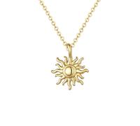 Lulu & Jane Damen Kette Messing gelbgold | gelbvergoldet 14 Karat, Ankerkette, Zirkonia, weiß, Sonne, Karabinerverschluss