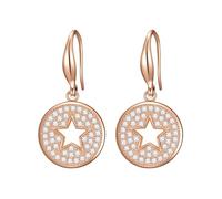 Lulu Jane Damen Ohrhänger aus Messing rosévergoldet 14 Karat mit Zirkonia weiß Modeschmuckohrstecker Stern