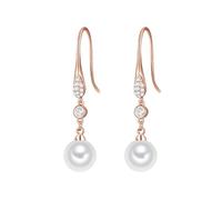 Lulu & Jane Perlen-Ohrhänger Messing Glas Muschelkernperle in Roségold 43,6 mm Damen