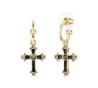 Lulu Jane Damen Ohrhänger Metall-Legierung gelbgold Glas weiß Kreuz Modeschmuckohrhänger
