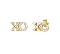 Lulu & Jane Ohrstecker XO aus Messing in Gelbgold mit Zirkonia 5,7 mm Damen
