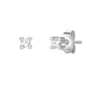 Lulu Jane Damen Ohrringe Messing | rhodiniert, Ohrstecker, Zirkonia, weiß