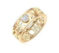 Lulu & Jane Damen-Ring gelbvergoldet verziert mit Kristallen weiß - Motivring Metall Herz Amore