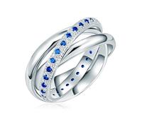 Lulu & Jane Damen Ring Messing silber Zirkonia blau Modeschmuckring