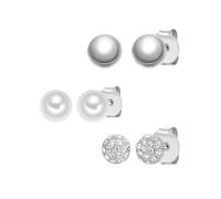 Lulu & Jane Perlen-Ohrstecker aus Metall-Legierung in silber mit Glaskristall Glasperle 8,0/7,9/7,2 mm Damen