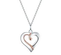 Lulu & Jane Diamant-Kette Herz aus Sterling Silber in Silber/Roségold mit Diamant 42,0 cm Basiskette + 5,0 Verlängerung Damen