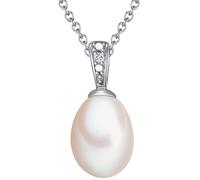 Lulu & Jane Diamant-Kette Sterling Silber Diamant Süßwasser-Zuchtperle in 40 cm + 5 Damen