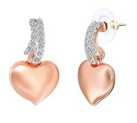 Lulu & Jane Ohrhänger Herz Metall-Legierung verziert mit Kristallen von Swarovski® in Roségold/Silber 28,0 mm Damen