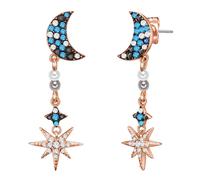 Lulu & Jane Ohrstecker Halbmond/Stern Messing verziert mit Kristallen von Swarovski® Perle (synth.) in Roségold 37,9 mm Damen