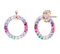 Lulu & Jane Ohrstecker Kreis Messing verziert mit Kristallen von Swarovski® in Roségold 13,0 mm Damen