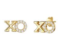Lulu & Jane Ohrstecker XO aus Messing in Gelbgold mit Zirkonia 5,7 mm Damen
