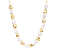 Lulu & Jane Perlen-Kette aus Messing in gelbgold mit Glasperle 42,0 cm Basiskette + 5,0 Verlängerung Damen
