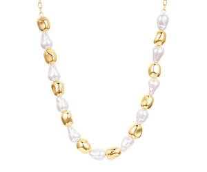 Lulu & Jane Perlen-Kette aus Messing in gelbgold mit Glasperle 42,0 cm Basiskette + 5,0 Verlängerung Damen