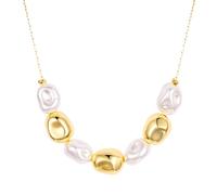 Lulu & Jane Perlen-Kette aus Messing in gelbgold mit Glasperle 42,0 cm Basiskette + 6,0 Verlängerung Damen