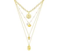 Lulu & Jane Perlen-Kette Kreuz/Muschel/Münze/Platte Metall-Legierung Muschelkernperle in Gelbgold 42,0 cm Basiskette + 5,0 Verlängerung Damen