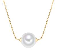 Lulu & Jane Perlen-Kette Messing Muschelkernperle in Gelbgold 42,0 cm Basiskette + 5,0 Verlängerung Damen