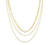 Lulu & Jane Perlen-Kette Metall-Legierung Muschelkernperle in Gelbgold 40,0 cm Basiskette + 5,0 Verlängerung Damen