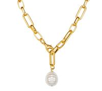 Lulu & Jane Perlen-Kette Metall-Legierung Muschelkernperle in Gelbgold 42,5 cm Damen