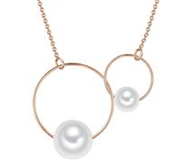 Lulu & Jane Perlen-Kette Metall-Legierung Muschelkernperle in Roségold 41,5 cm Basiskette + 5,0 Verlängerung Damen