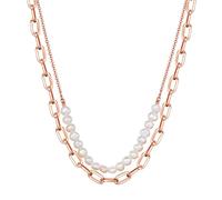 Lulu & Jane Perlen-Kette Metall-Legierung Süßwasser-Zuchtperle in Roségold 42,5 cm Basiskette + 5,0 Verlängerung Damen