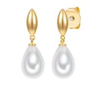 Lulu & Jane Perlen-Ohrhänger aus Messing in gelbgold mit Glasperle 29,3 mm Damen