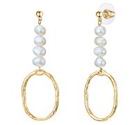 Lulu & Jane Perlen-Ohrhänger Messing Süßwasser-Zuchtperle in Gelbgold 60,2 mm Damen