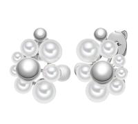 Lulu & Jane Perlen-Ohrstecker aus Metall-Legierung in silber mit Perle (synth.) 24,5 mm Damen