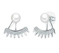 Lulu & Jane Perlen-Ohrstecker Messing Zirkonia Muschelkernperle in Silber 20,0 mm Damen