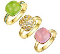 Lulu & Jane Schmuckset Metall-Legierung verziert mit Kristallen von Swarovski® in Gelbgold 50 Damen