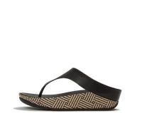 LULU LUX GRAPHIC-WEAVE LEATHER TOE-POST SANDALS Black - Gr. - 39