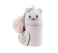 Lulubug Schlüsselanhänger Kinder Tiere Berny | Mini Silikon Anhänger mit Puschel & Namensschild | Abwaschbar | Für Schlüsselbund, Ranzen, Rucksack, Jacke | 5 x 5 x 10 cm