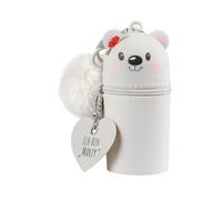 Lulubug Schlüsselanhänger Kinder Tiere Marzy | Mini Silikon Anhänger mit Puschel & Namensschild | Abwaschbar | Für Schlüsselbund, Ranzen, Rucksack, Jacke | 5 x 5 x 10 cm