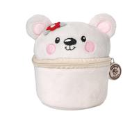 Lulubug Schmuckkästchen Klein Plüsch - 'Bär Marzy' | Reißverschluss & Karabinerhaken zum Befestigen an Taschen | Ideal für Reisen | 10x12x10cm | Flauschige Schmuckbox Mädchen, Jungen, Kinder