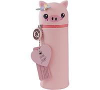 Lulubug Silikon Federmäppchen - Schweinchen Lucky | Federtasche aus weichem Silikon für Stifte | Federmappe und Stiftehalter | Mäppchen Tiere, Schlampermäppchen