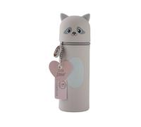 Lulubug Silikon Federmäppchen - Waschbär Coony | Federtasche aus weichem Silikon für Stifte | Federmappe und Stiftehalter | Mäppchen Tiere, Schlampermäppchen
