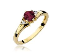 Lumari Gold - Verlobungsring Damen Ring Gold 585 Echtgold 14k Gold mit natürlichem Diamanten Damen Solitär Versprechen Ring Rubin Edelstein - Ringe Frauen - Gelbgold