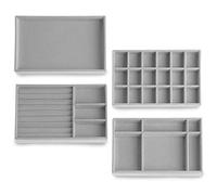 Lumeiy Schmuck Display Set Schmuck Trays Organizer Set, abnehmbarer Ohrring/Halskette/Armband/Ring Display Aufbewahrungsbox Set von 4