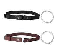 LumiSyne 2 Stücke Gürtel Ohne Schnalle Elastischer Gürtel Für Damen Herren Schnallenfreier Gürtel Unsichtbarer Druckknopf Design Einstellbar Taillengürtel Stretch Gürtel Für Jeans Hosen Kleid