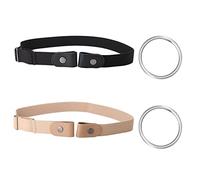 LumiSyne 2 Stücke Gürtel Ohne Schnalle Elastischer Gürtel Für Damen Herren Schnallenfreier Gürtel Unsichtbarer Druckknopf Design Einstellbar Taillengürtel Stretch Gürtel Für Jeans Hosen Kleid