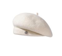 LumiSyne Baskenmütze Barett Damen Klassische Französischer Stil Wolle Mischung Einfarbig Mit Metall Dekoration Einstellbar Vintage Elegant Künstler Barret Maler Hut Leichte Warme Mütze Herbst Winter
