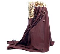 LumiSyne Chiffon Hijab Für Muslimische Damen Einfarbiger Jersey Hijab Mit Gold Glitzert Perlen Weich Kopftuch Wrap Langer Schal Halstuch Volle Abdeckung Turban Khimar